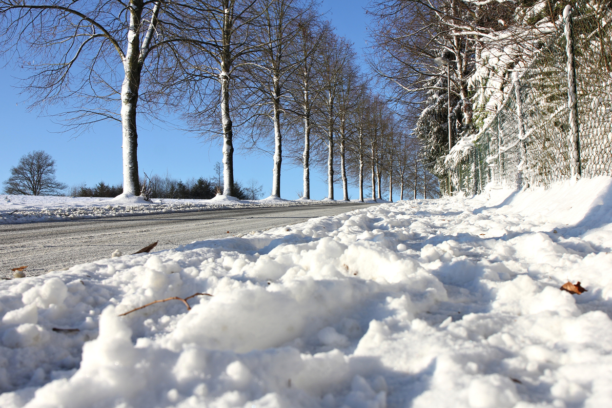 snowy sidewalk in winter